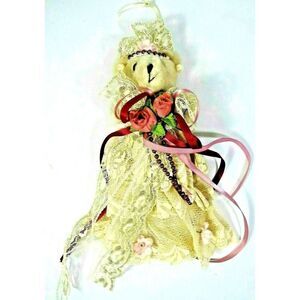 Princess Teddy Bear Plush Floral Lace Ornament 9 x 4 x 2-in Vintage 1983 Gift
